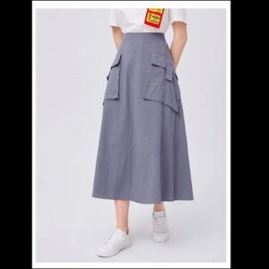 Long Flap Front Pocket Skirt